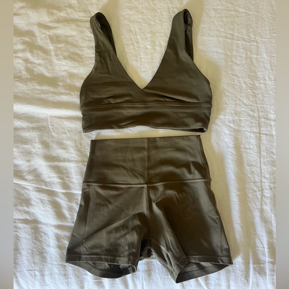 Lululemon Align Short and V Neck Sports Bra Set 
 - Nomad